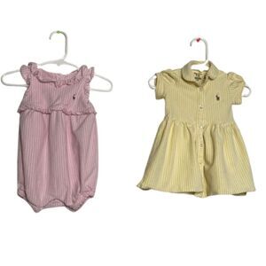 Ralph Lauren Knit Oxford Shirtdress and Romper Set Baby Size 6 Months Preppy